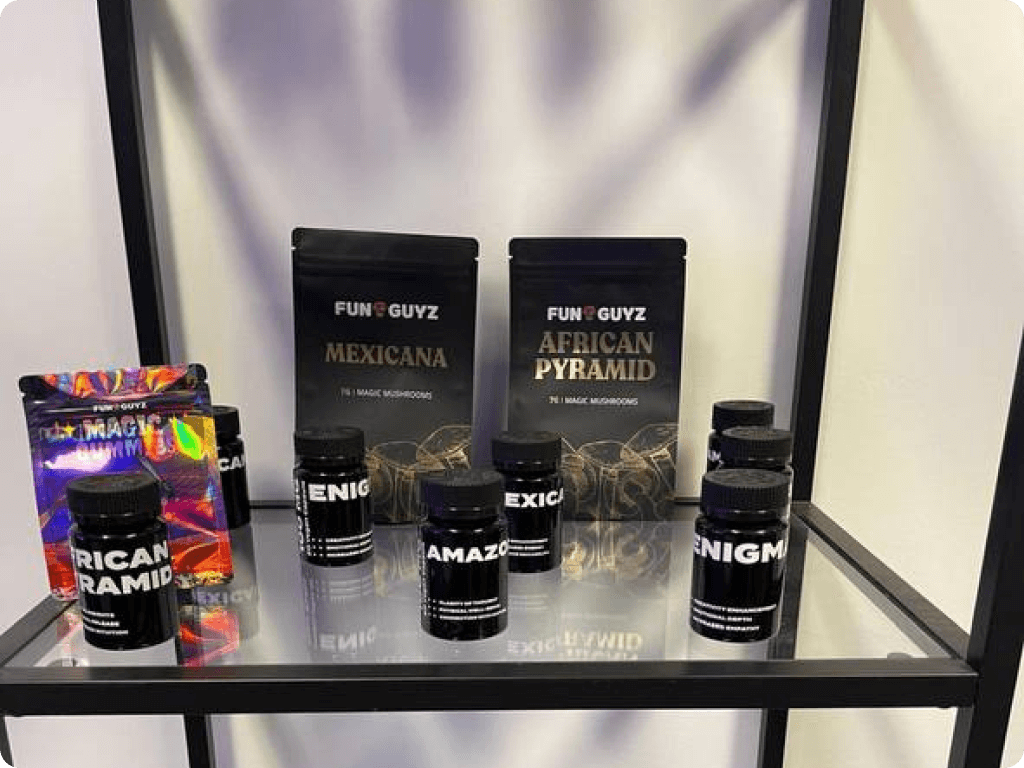 funguyz-magic-mushrooms-dispensary-london-6 Dried mushrooms and microdosing capsules at Funguyz magic mushrooms dispensary in London