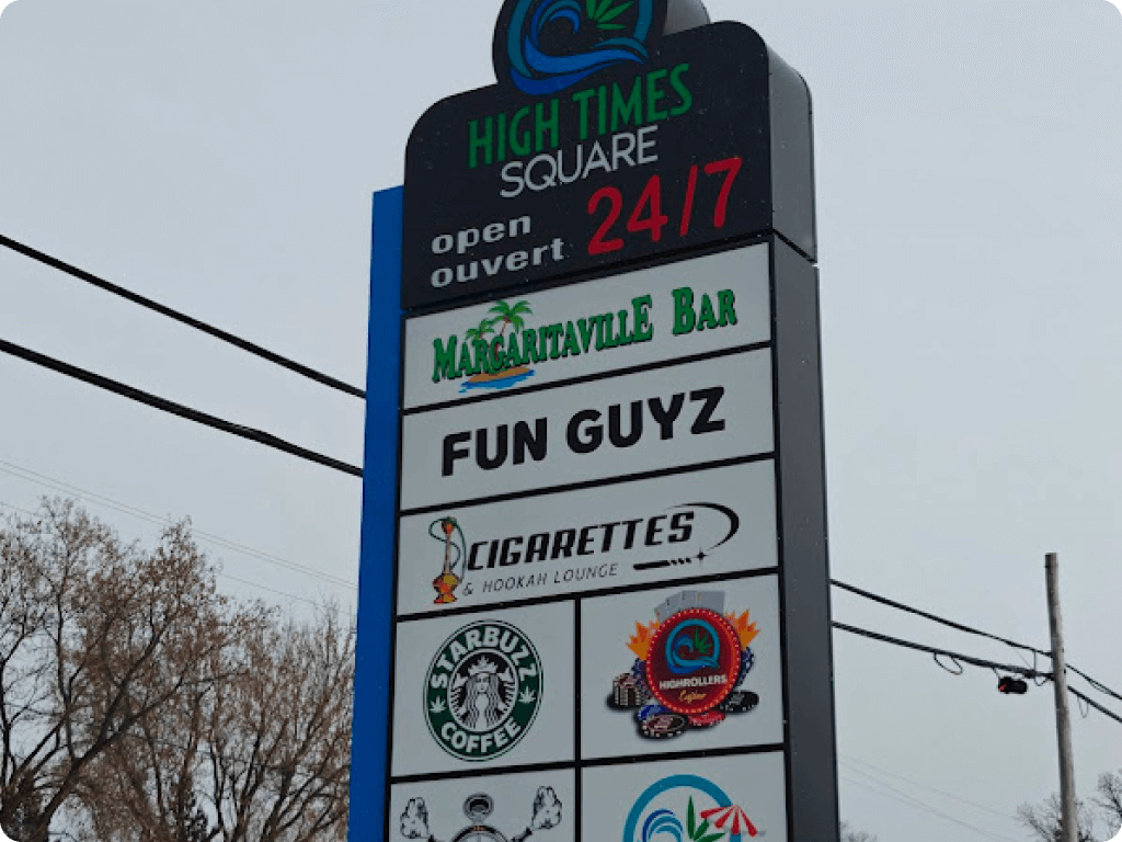 funguyz-magic-mushrooms-dispensary-montreal-oka-3 The stella with Funguyz logo at the road exit near the store