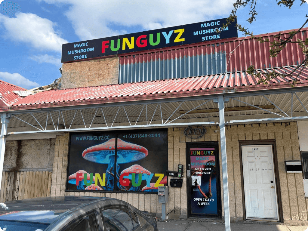 Funguyz magic mushrooms dispensary in Scarborough, view from the outside